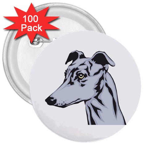 Greyhound 3  Button (100 pack) from ArtsNow.com Front