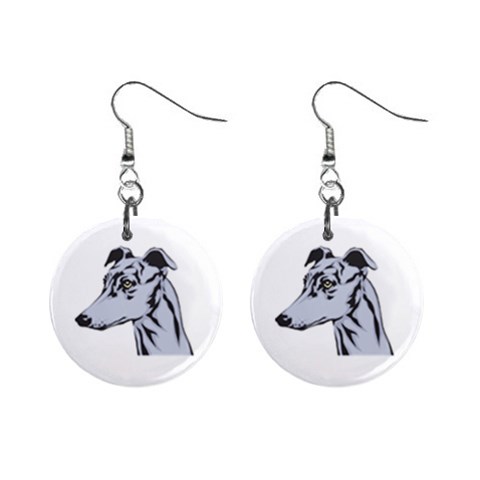 Greyhound 1  Button Earrings from ArtsNow.com Front