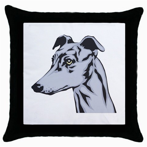 Greyhound Throw Pillow Case (Black) from ArtsNow.com Front