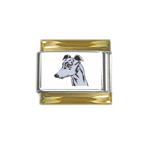 Greyhound Gold Trim Italian Charm (9mm) from ArtsNow.com Front