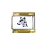 Greyhound Gold Trim Italian Charm (9mm)