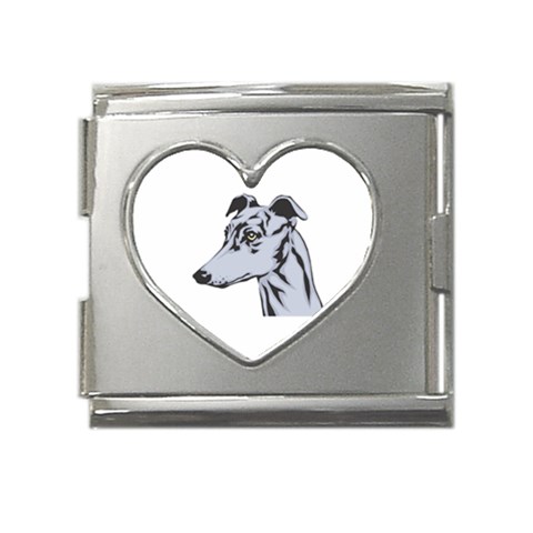 Greyhound Mega Link Heart Italian Charm (18mm) from ArtsNow.com Front