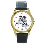 Greyhound Round Gold Metal Watch