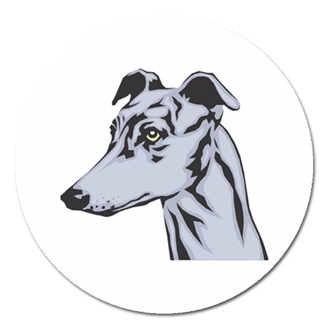 Greyhound Magnet 5  (Round) from ArtsNow.com Front