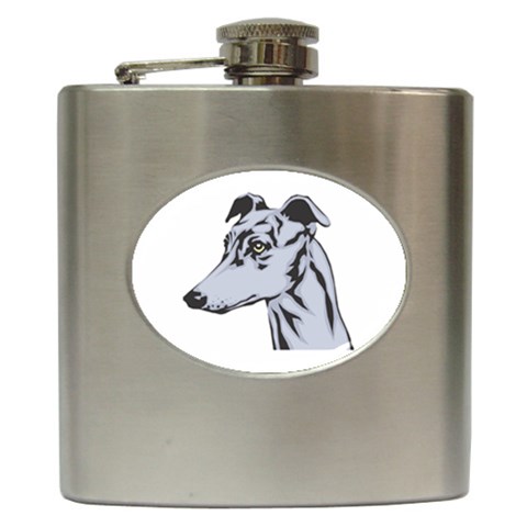 Greyhound Hip Flask (6 oz) from ArtsNow.com Front