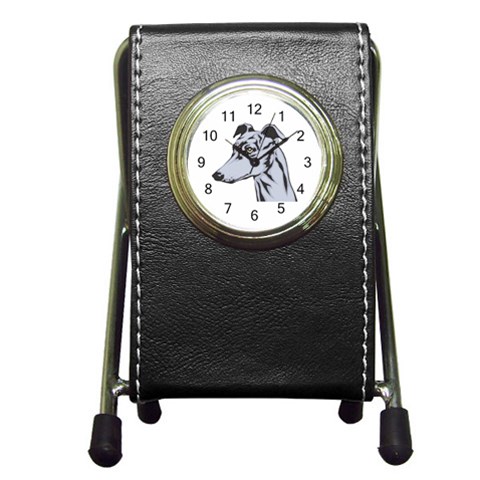 Greyhound Pen Holder Desk Clock from ArtsNow.com Front