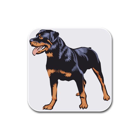 Rottweiler Rubber Square Coaster (4 pack) from ArtsNow.com Front