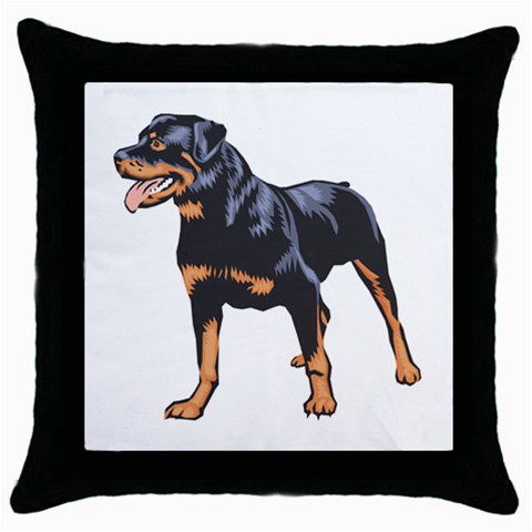 Rottweiler Throw Pillow Case (Black) from ArtsNow.com Front