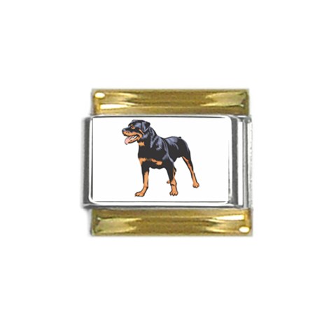 Rottweiler Gold Trim Italian Charm (9mm) from ArtsNow.com Front