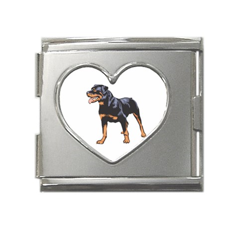 Rottweiler Mega Link Heart Italian Charm (18mm) from ArtsNow.com Front