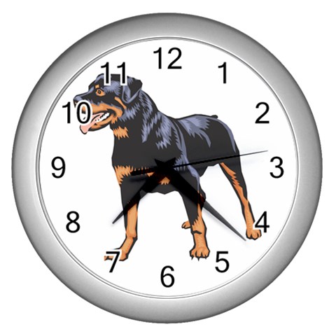 Rottweiler Wall Clock (Silver) from ArtsNow.com Front