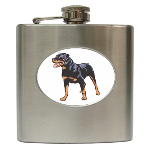 Rottweiler Hip Flask (6 oz) from ArtsNow.com Front