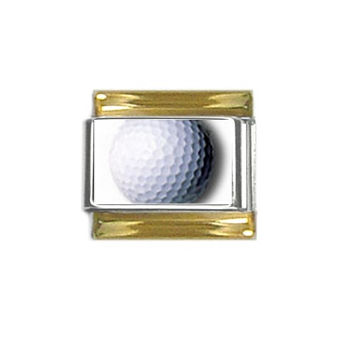 golfball Gold Trim Italian Charm (9mm) from ArtsNow.com Front