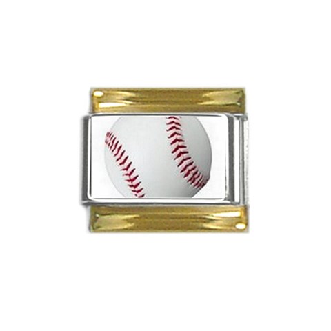 baseball%20ball Gold Trim Italian Charm (9mm) from ArtsNow.com Front