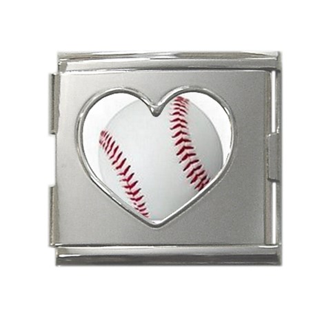 baseball%20ball Mega Link Heart Italian Charm (18mm) from ArtsNow.com Front