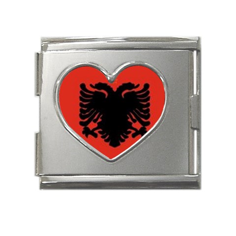 Albania Mega Link Heart Italian Charm (18mm) from ArtsNow.com Front