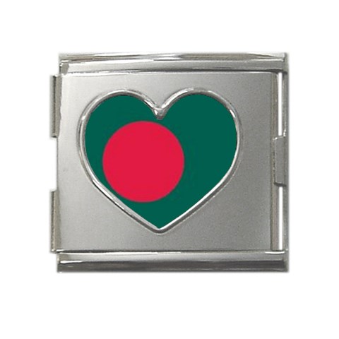 Bangladesh Mega Link Heart Italian Charm (18mm) from ArtsNow.com Front