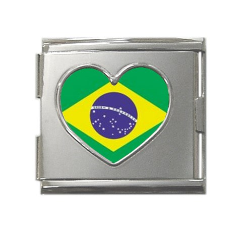 Brazil Mega Link Heart Italian Charm (18mm) from ArtsNow.com Front