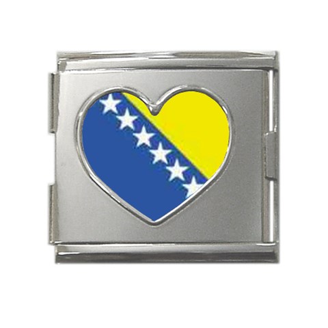 Bosnia Mega Link Heart Italian Charm (18mm) from ArtsNow.com Front