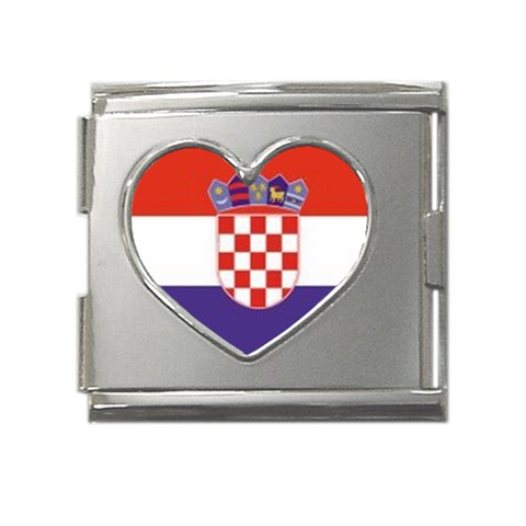 CROATIA Mega Link Heart Italian Charm (18mm) from ArtsNow.com Front