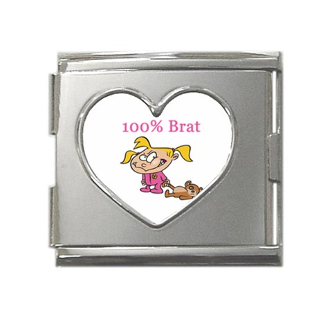 100% Brat Mega Link Heart Italian Charm (18mm) from ArtsNow.com Front