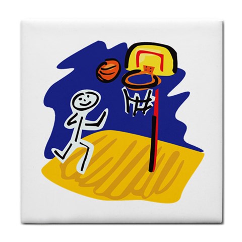 Basketball Stick Figure Tile Coaster from ArtsNow.com Front