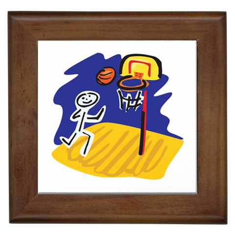 Basketball Stick Figure Framed Tile from ArtsNow.com Front