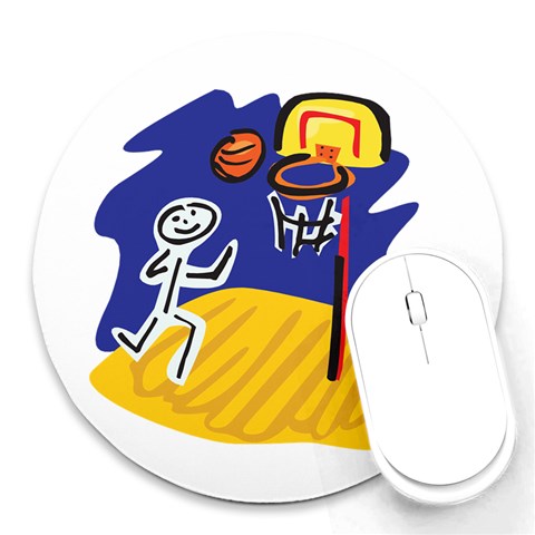 Basketball Stick Figure Round Mousepad from ArtsNow.com Front