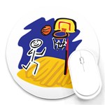 Basketball Stick Figure Round Mousepad