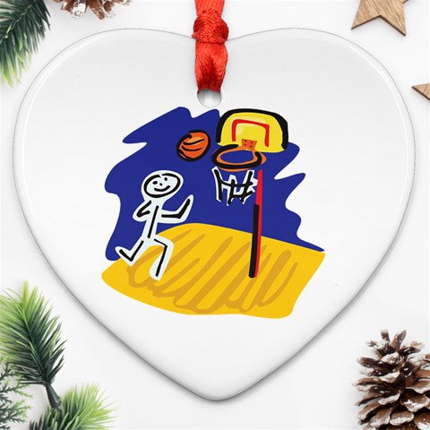 Basketball Stick Figure Ornament (Heart) from ArtsNow.com Front