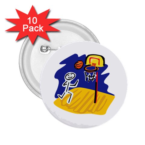 Basketball Stick Figure 2.25  Button (10 pack) from ArtsNow.com Front