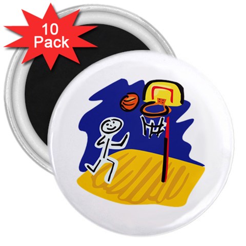 Basketball Stick Figure 3  Magnet (10 pack) from ArtsNow.com Front