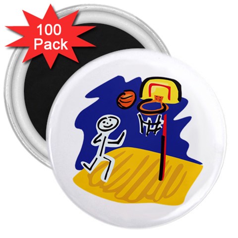 Basketball Stick Figure 3  Magnet (100 pack) from ArtsNow.com Front