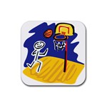 Basketball Stick Figure Rubber Coaster (Square)