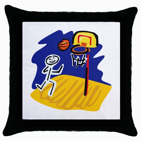 Basketball Stick Figure Throw Pillow Case (Black) from ArtsNow.com Front