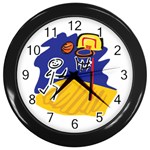 Basketball Stick Figure Wall Clock (Black)