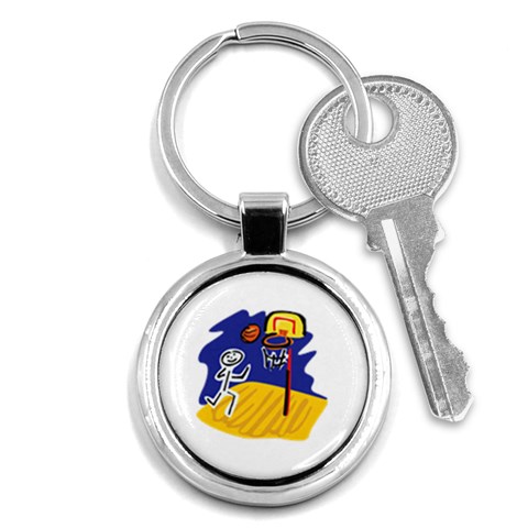 Basketball Stick Figure Key Chain (Round) from ArtsNow.com Front