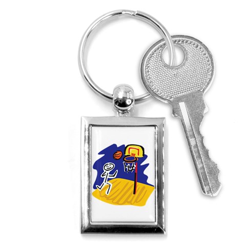 Basketball Stick Figure Key Chain (Rectangle) from ArtsNow.com Front