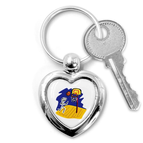 Basketball Stick Figure Key Chain (Heart) from ArtsNow.com Front