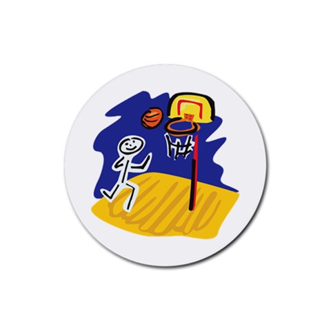 Basketball Stick Figure Rubber Coaster (Round) from ArtsNow.com Front