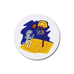 Basketball Stick Figure Rubber Coaster (Round)