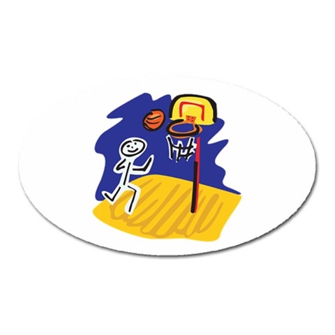 Basketball Stick Figure Magnet (Oval) from ArtsNow.com Front