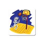 Basketball Stick Figure Magnet (Square)