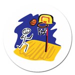 Basketball Stick Figure Magnet 5  (Round)