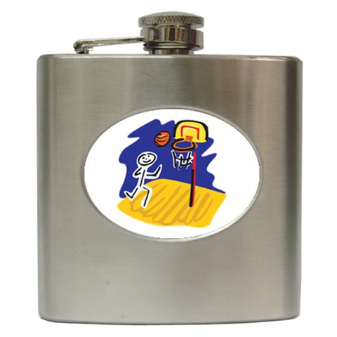 Basketball Stick Figure Hip Flask (6 oz) from ArtsNow.com Front