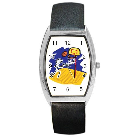 Basketball Stick Figure Barrel Style Metal Watch from ArtsNow.com Front