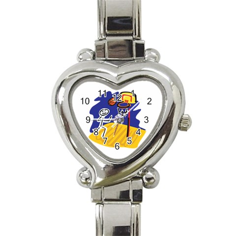 Basketball Stick Figure Heart Italian Charm Watch from ArtsNow.com Front