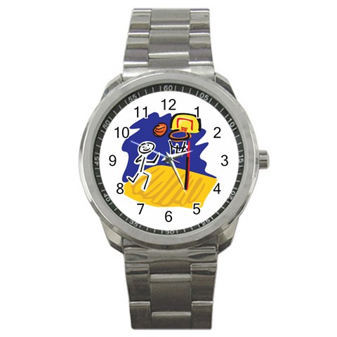 Basketball Stick Figure Sport Metal Watch from ArtsNow.com Front