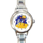 Stick Figure Basketball Player Round Italian Charm Watch