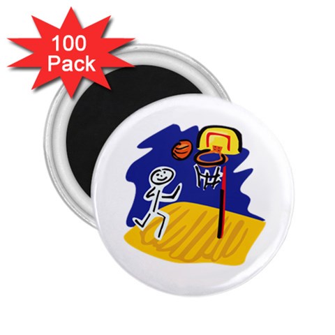 Stick Figure Basketball Player 2.25  Magnet (100 pack)  from ArtsNow.com Front